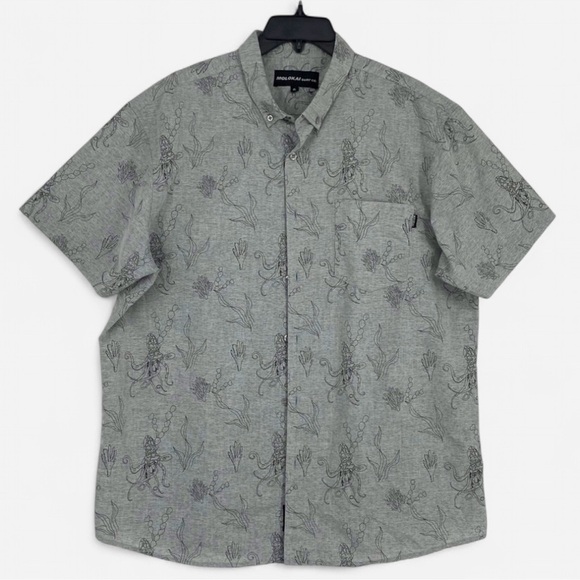 Molokai Surf Co Mens Size XL Button Down Shirt Gray Under the Sea Print Shirt - Picture 2 of 5